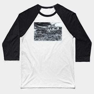 Creignish Stone Cottage in Black & White Baseball T-Shirt